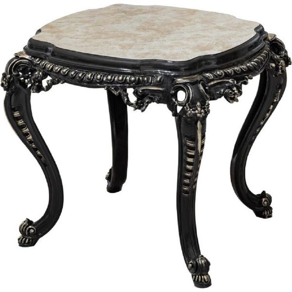 Casa Padrino Tavolino Barocco Bianco / Beige / Nero / Oro - Tavolo In Legno Massiccio Fatto A Mano In Stile Barocco - Mobili Per Il Soggiorno In Stile Barocco - Mobili Barocchi - Nobile E Magnifico-image