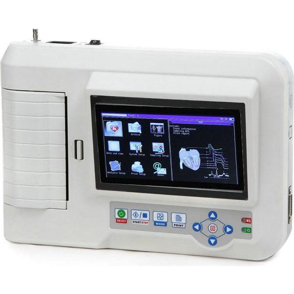 ECG600G Dispositivo Ecg Digitale A 6 Derivazioni Con Stampante Macchina Ecg A 12 Derivazioni Elettrocardiografo Lcd A Colori Touch Usb Software Pc-image