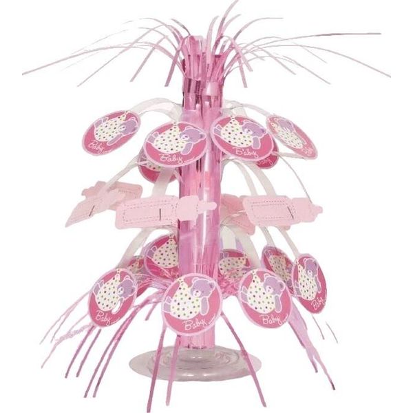 Unique Party - Cicogna - Centrotavola Per Feste, Bambina - Plastica SG25620 (Taglia Unica) (Rosa/Bianco)-image