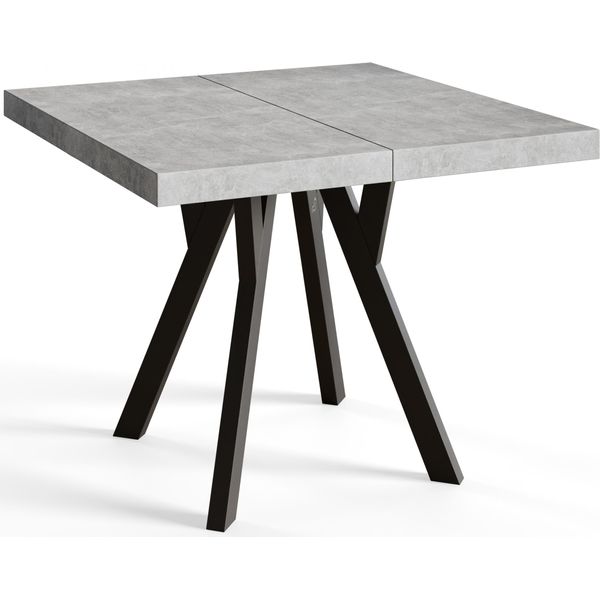 Tavolo Da Pranzo Quadrato Rico, Tavolo Allungabile, Dimensioni: 90-190X90X77 Cm, Tavolo Da Soggiorno Colore: Grafite, Con Gambe In Legno Di Colore Nero-image