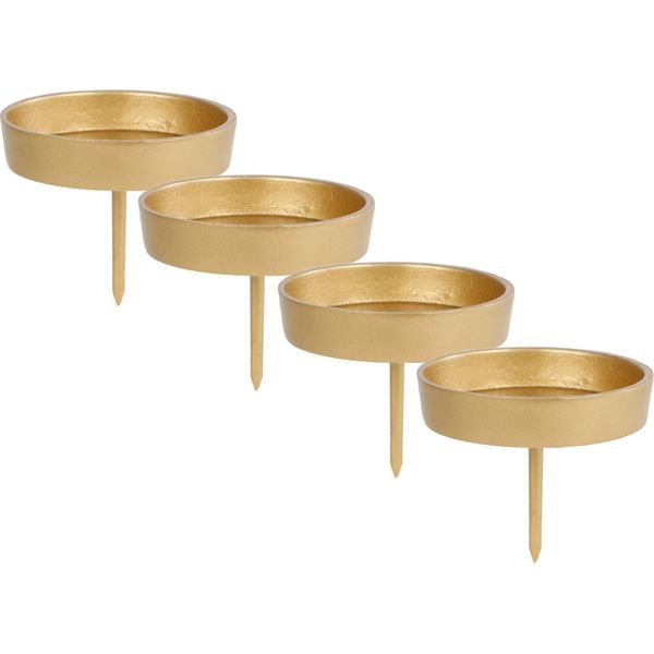 Set Di 4 Beccucci In Alluminio Per Candele A Colonna Fino A Ø 9 Cm - Colore: Oro (Grande)-image