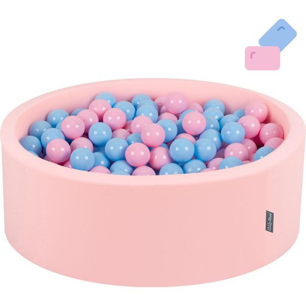 Kiddymoon Piscina Con Palline Colorate 90X30Cm/200 Palline ∅ 7Cm Per Bambini, Bubblegum: Rosa Cipria/Baby Blue-image