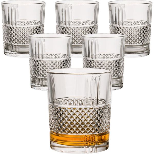 Set Di 6 Bicchieri Da Whisky 320 Ml Crystal - Set Di Bicchieri Da Whisky Dal Design Leggermente Angolare - Bicchieri Per Whisky, Scotch, Cognac, Brandy - Set Regalo Per Uomini E Amanti Del Whisky-image