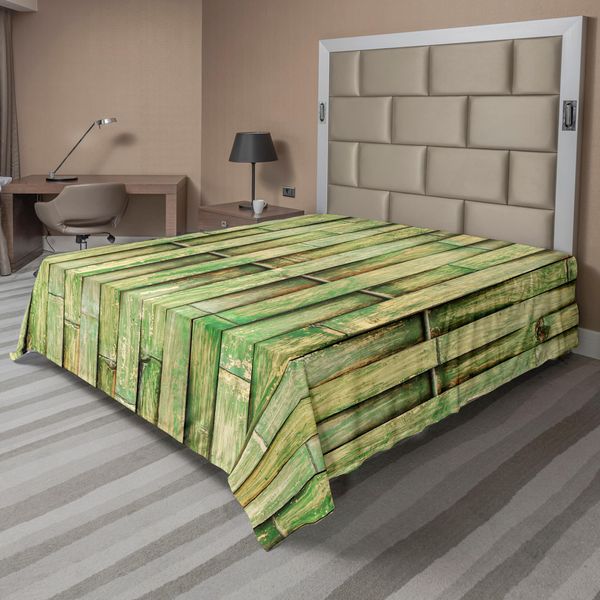 Abakuhaus Lenzuolo In Bambù, Motivo Botanico Esotico Con Rami, Morbido E Confortevole Lenzuolo Superiore Per Un Letto Decorativo 1 Pezzo 260 Cm X 228 Cm, Fern Green Khaki-image