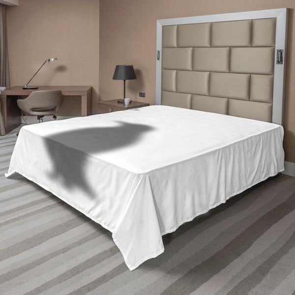Abakuhaus Lenzuolo Con Pinguino, Illustrazione Ombra Con Silhouette Di Animale Polare, Motivo Animale Semplice, Lenzuolo Superiore Morbido E Confortevole Per Un Letto Decorativo, 1 Pezzo, 266 Cm X 260 Cm, Grigio E Bianco-image
