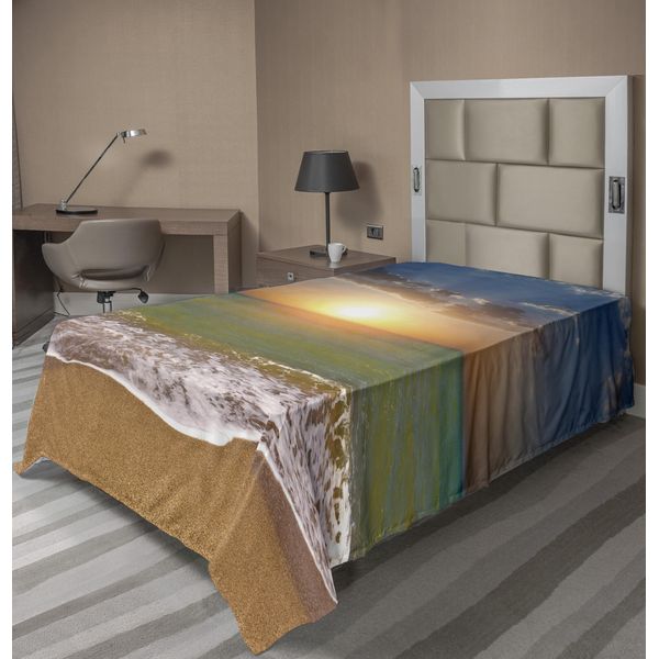 Abakuhaus Lenzuolo Tramonto, Fotografia Romantica Tramonto Riflesso Sul Mare Cristallino, Lenzuolo Superiore Morbido E Confortevole Per Un Letto Decorativo 1 Pezzo 260 Cm X 168 Cm, Multicolore-image