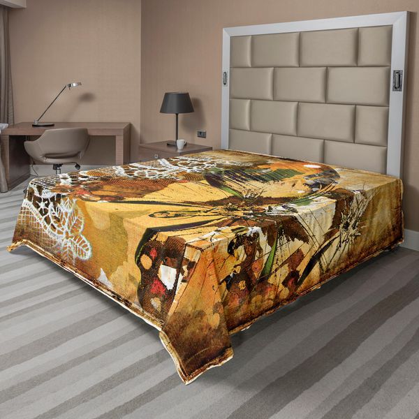 Abakuhaus Lenzuolo Vintage, Grafica Grunge Con Pizzo Elaborato Con Disegni Di Farfalle Macro, Lenzuolo Superiore Morbido E Confortevole Per Un Letto Decorativo 1 Pezzo 275 Cm X 260 Cm, Multicolore-image