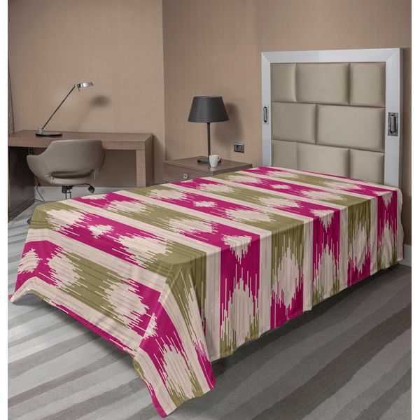 Abakuhaus Lenzuolo Astratto, Motivo Decorativo Ispirato A Linee Orizzontali, Lenzuolo Superiore Morbido E Confortevole Per Un Letto Decorativo 1 Pezzo 190 Cm X 100 Cm, Verde Oliva Rosa-image