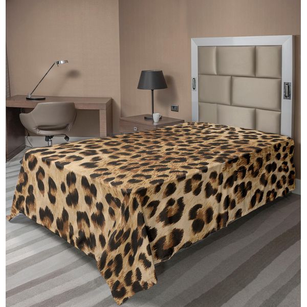 Abakuhaus Lenzuolo Con Stampa Leopardata, Motivo Pelle Di Un Potente Felino Africano Da Safari, Morbido E Confortevole Lenzuolo Superiore Per Un Letto Decorativo 1 Pezzo 260 Cm X 168 Cm, Marrone Chiaro Nero-image