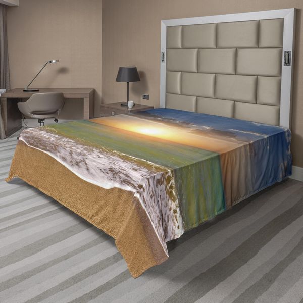 Abakuhaus Lenzuolo Tramonto, Fotografia Romantica Tramonto Riflesso Sul Mare Cristallino, Lenzuolo Superiore Morbido E Confortevole Per Un Letto Decorativo 1 Pezzo 275 Cm X 260 Cm, Multicolore-image