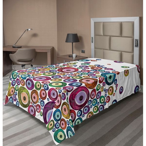 Abakuhaus Lenzuolo Etnico, Immagine Colorata Che Rappresenta Felicità E Ricchezza Perline Tradizionali, Lenzuolo Morbido E Confortevole Per Un Letto Decorativo 1 Pezzo 190 Cm X 100 Cm, Multicolore-image