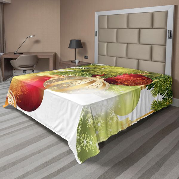 Abakuhaus Lenzuolo Natalizio, Motivi Scintillanti Tema Noel Yuletide Motivo Tradizionale Festivo Stagione Invernale, Lenzuolo Morbido E Confortevole Per Un Letto Decorativo 1 Pezzo 266 Cm X 260 Cm, Multicolore-image