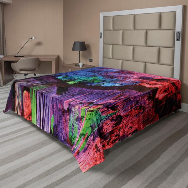 Abakuhaus Lenzuolo Colorato, Tema Formazioni Rocciose Dai Colori Dell'arcobaleno, Bellezze Naturali, Composizione Foto Pastorale, Lenzuolo Morbido E Confortevole Per Un Letto Decorativo, 1 Pezzo, 244 Cm X 205 Cm, Multicolore-image