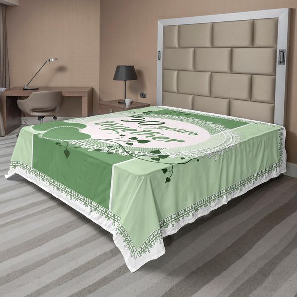 Abakuhaus Lenzuolo Aniversery, 30 Anni Insieme In Tonalità Verde Design Monocromatico, Lenzuolo Morbido E Confortevole Per Un Letto Decorativo 1 Pezzo 260 Cm X 228 Cm, Verde Reseda Verde-image