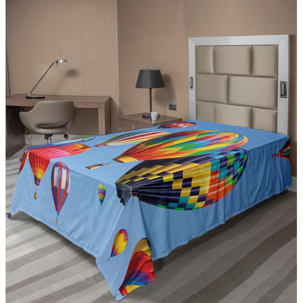 Abakuhaus Lenzuolo Balloon, Mongolfiere Colorate Nel Cielo - Viaggio Aereo - Fotografia A Tema Aeronautico - Morbido E Confortevole Lenzuolo Superiore Per Un Letto Decorativo 1 Pezzo 260 Cm X 168 Cm, Multicolore-image