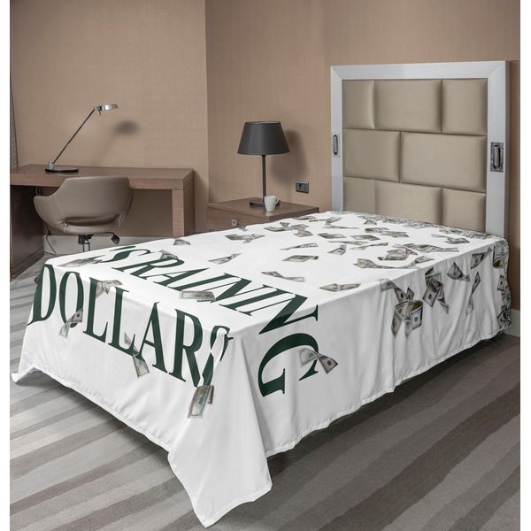 Abakuhaus Lenzuolo, Composizione Astratta Di Gatti Domestici Felini Animali Domestici Con Composizione Fiorita, Morbido E Confortevole Lenzuolo Superiore Per Un Letto Decorativo 1 Pezzo 190 Cm X 100 Cm, Verde Scuro Bianco-image