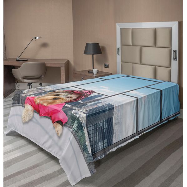 Abakuhaus Lenzuolo Divertente, Messaggio "Pensa Positivo"" Con Lettere Color Arcobaleno Su Linee A Zig Zag Chevron, Lenzuolo Morbido E Confortevole Per Un Letto Decorativo 1 Pezzo 190 Cm X 100 Cm, Azzurro Grigio Rosa"-image