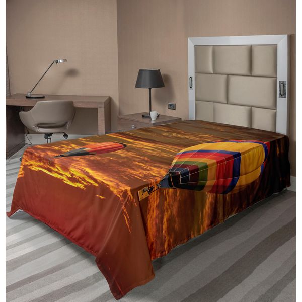 Abakuhaus Lenzuolo Balloon, Foto Skyscape Al Tramonto Con Cielo Nuvoloso E Mongolfiere Colorate, Lenzuolo Morbido E Confortevole Per Un Letto Decorativo 1 Pezzo 260 Cm X 168 Cm, Multicolore-image