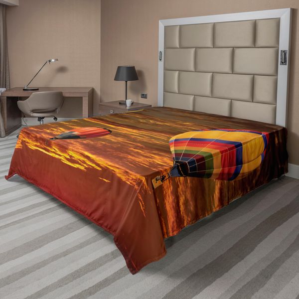 Abakuhaus Lenzuolo Balloon, Foto Skyscape Al Tramonto Nuvoloso Con Immagini Colorate Di Veicoli Ad Aria Calda, Lenzuolo Morbido E Confortevole Per Un Letto Decorativo 1 Pezzo 266 Cm X 260 Cm, Multicolore-image