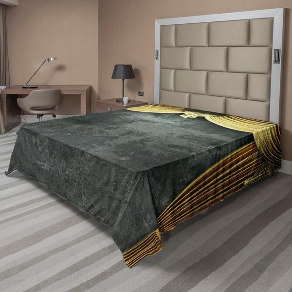 Abakuhaus Lenzuolo Da Letto, Design Vintage Grunge Teatrale Classico, Illustrazione Medievale Barocca, Morbido E Confortevole Lenzuolo Superiore Per Un Letto Decorativo, 1 Pezzo, 244 Cm X 205 Cm, Grigio Giallo-image