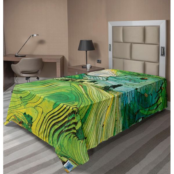Abakuhaus Lenzuolo Paesaggio, Foto Aerea Vista Di Paesaggio Naturale Campi Astratti Con Rocce E Alberi Stampa, Lenzuolo Morbido E Confortevole Per Un Letto Decorativo 1 Pezzo 260 Cm X 168 Cm, Multicolore-image