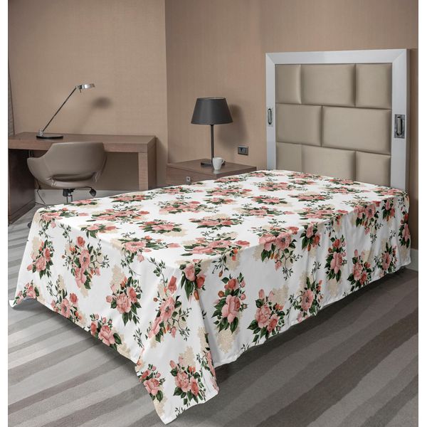 Abakuhaus Lenzuolo Con Fiori, Giardino Inglese, Delicati Fiori Di Viola Del Pensiero, Morbido E Confortevole Lenzuolo Superiore Per Un Letto Decorativo, 1 Pezzo, 260 Cm X 168 Cm, Rosa Secca Beige-image