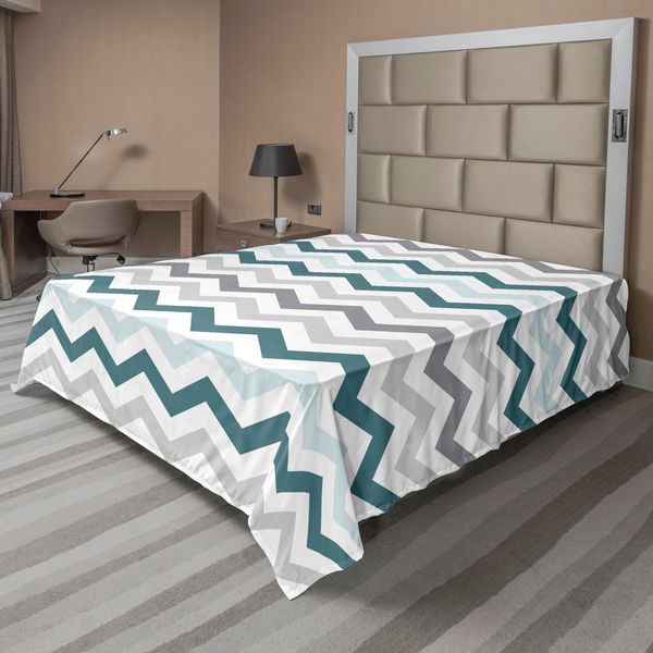 Abakuhaus Lenzuolo Angolare, Illustrazione Con Motivi Geometrici Semplici A Zig Zag, Design Moderno, Tonalità Pastello, Grafica, Lenzuolo Morbido E Confortevole Per Un Letto Decorativo, 1 Pezzo, 275 Cm X 260 Cm, Multicolore-image