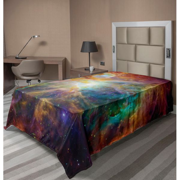Abakuhaus Lenzuolo Spaziale, Composizione A Tema Universo Con Stelle E Nebulose, Spazio Polveroso, Spazio Colorato, Lenzuolo Superiore Morbido E Confortevole Per Un Letto Decorativo, 1 Pezzo, 190 Cm X 100 Cm, Multicolore-image