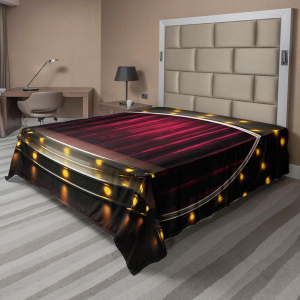 Abakuhaus Teatro Lenzuolo, Arte Scenica, Tende Tende Illustrazione Musica Recitazione Stampa, Morbido E Comodo Lenzuolo Superiore Per Un Letto Decorativo 1 Pezzo 275 Cm X 260 Cm, Bordeaux E Giallo-image