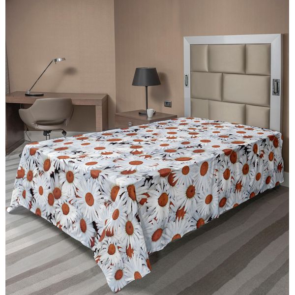 Abakuhaus Lenzuolo Con Margherite, Foto Ravvicinata Di Delicati Fiori Primaverili Immagine Romantica Con Fiori, Lenzuolo Morbido E Confortevole Per Un Letto Decorativo 1 Pezzo 190 Cm X 100 Cm, Ginger White-image
