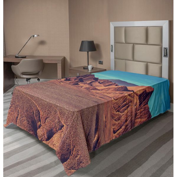 Abakuhaus Lenzuolo Occidentale, Montagna Argentina Deserto Sabbia Escursione Madre Natura Tema Vulcano Foto Geografica, Lenzuolo Superiore Morbido E Confortevole Per Un Letto Decorativo 1 Pezzo 190 Cm X 100 Cm, Marrone Blu-image