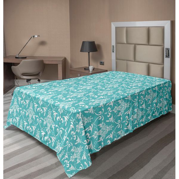 Abakuhaus Lenzuolo Vittoriano, Motivo Continuo Con Fiori Vintage Ispirato Alla Viola Del Pensiero, Motivo Floreale Antico, Lenzuolo Morbido E Confortevole Per Un Letto Decorativo, 1 Pezzo, 260 Cm X 168 Cm, Bianco Schiuma Di Mare-image