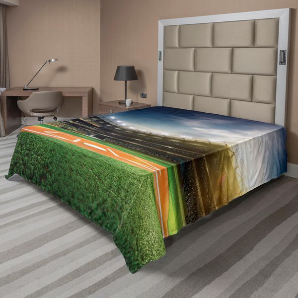Abakuhaus Lenzuolo Sportivo, Gioco Thirll Concept Stadio Digitale Con Immagine Di Un Pubblico Numeroso, Lenzuolo Morbido E Confortevole Per Un Letto Decorativo 1 Pezzo 275 Cm X 260 Cm, Multicolore-image