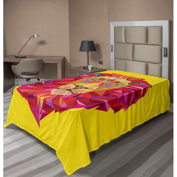 Abakuhaus Lenzuolo Da Letto Zoo, Immagine Colorata Con Animali Africani, Motivi Geometrici A Rombi, Leoni E Animali Da Safari, Lenzuolo Morbido E Confortevole Per Un Letto Decorativo, 1 Pezzo, 260 Cm X 168 Cm, Multicolore-image