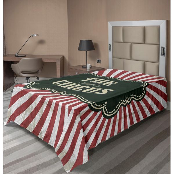 Abakuhaus Lenzuolo Da Letto Circo, Classico Spettacolo Circense Tema Stampa Artistica Antica, Morbido E Confortevole Lenzuolo Superiore Per Un Letto Decorativo 1 Pezzo 260 Cm X 168 Cm, Verde Smeraldo Crema Rubino-image