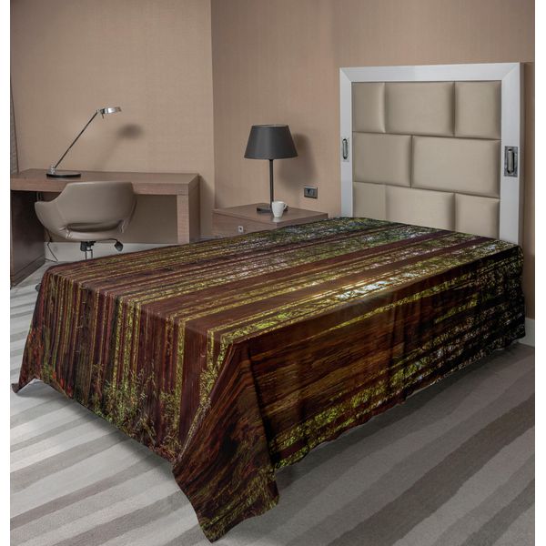 Abakuhaus Lenzuolo Wald, Rotholz Wald In California Usa Natura All'aperto Paesaggio Bosco Parco, Morbido E Confortevole Lenzuolo Superiore Per Un Letto Decorativo 1 Pezzo 260 Cm X 168 Cm, Redwood Giallo Verde-image
