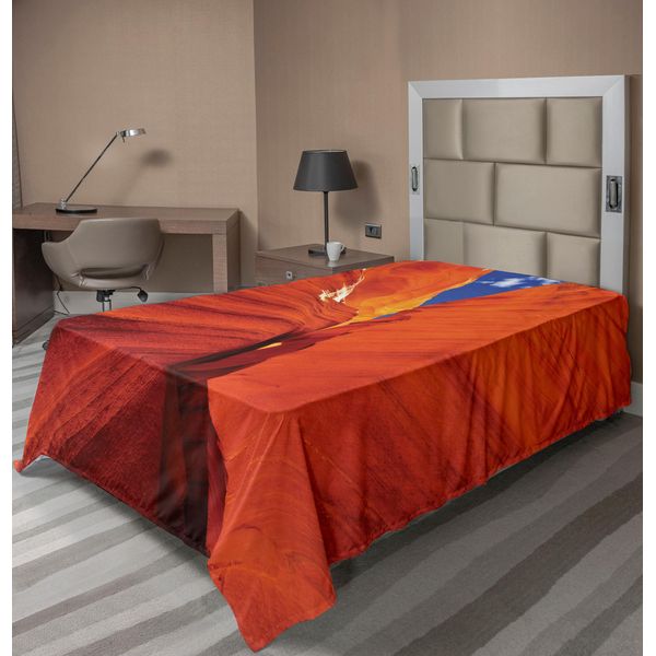 Abakuhaus Americana Lenzuolo, Grand Canyon Negli Stati Uniti D'america Natura Geologia Rocce Immagine, Morbido E Confortevole Lenzuolo Superiore Per Un Letto Decorativo 1 Pezzo 190 Cm X 100 Cm, Arancione Blu-image
