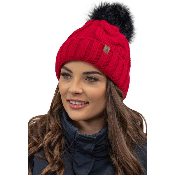 Cappello A Maglia Vivisence Da Donna - Cappello Con Pompon Per L'inverno E L'autunno - Cappello Con Pompon Per L'inverno Da Donna - Rosso-image