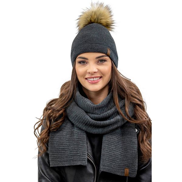 Berretto Da Donna Vivisence Con Pompon E Sciarpa Caldo Copricapo E Scaldacollo Per L'inverno E L'autunno Caldo E Spesso, Berretto Invernale Con Pompon, Set Invernale Da Donna, Eu, Grigio Scuro, Unità-image