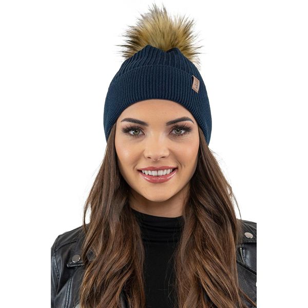 Berretto Da Donna Vivisence Con Pompon, Copricapo Caldo E Confortevole Per L'inverno E L'autunno, Berretto Invernale Con Pompon, Berretto Caldo In Maglia Spessa, Berretto Classico Da Donna, Eu, Blu Scuro, Universale-image