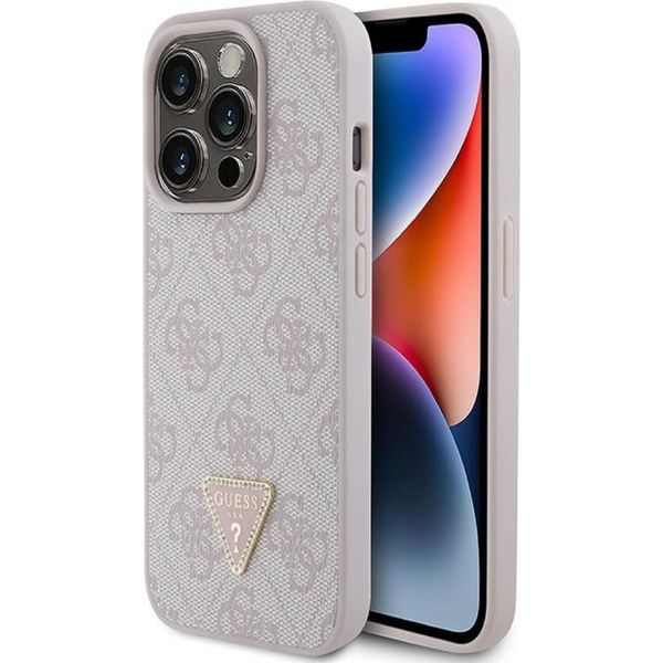 Guess Guhcp15Lp4Tdpp Iphone 15 Pro 6.1 RóżOwy/Pink Hardcase Pelle 4G Triangolo Strass-image