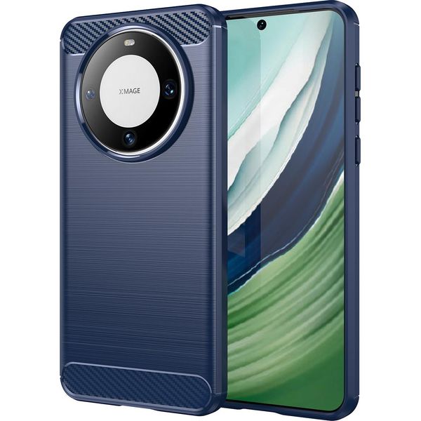 Custodia Per Huawei Mate 60 In Silicone Tpu Morbido, Fibra Di Carbonio, Custodia Protettiva Antiurto Blu-image