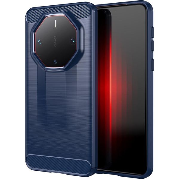 Custodia Per Huawei Mate 60 Rs Ultimate In Silicone Tpu Morbido, Fibra Di Carbonio, Custodia Protettiva Antiurto Blu-image