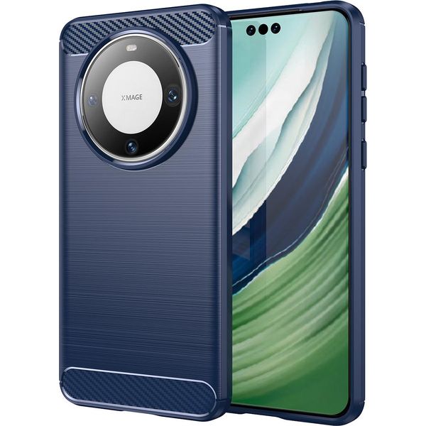 Custodia Per Huawei Mate 60 Pro In Silicone Tpu Morbido, Fibra Di Carbonio, Custodia Protettiva Antiurto Blu-image