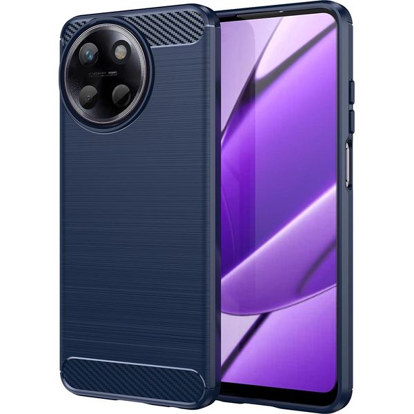 Custodia Per Realme 11 4G In Silicone Tpu Morbido, Fibra Di Carbonio, Custodia Protettiva Antiurto Blu-image