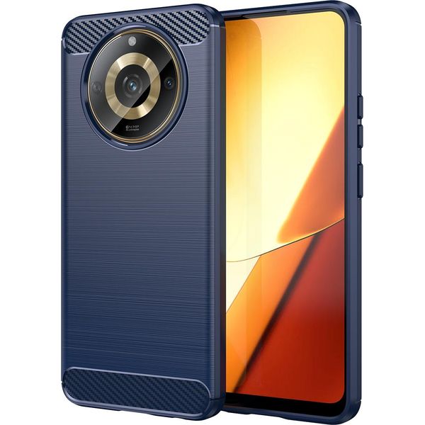 Custodia Per Realme 11 5G In Silicone Tpu Morbido, Fibra Di Carbonio, Custodia Protettiva Antiurto Blu-image