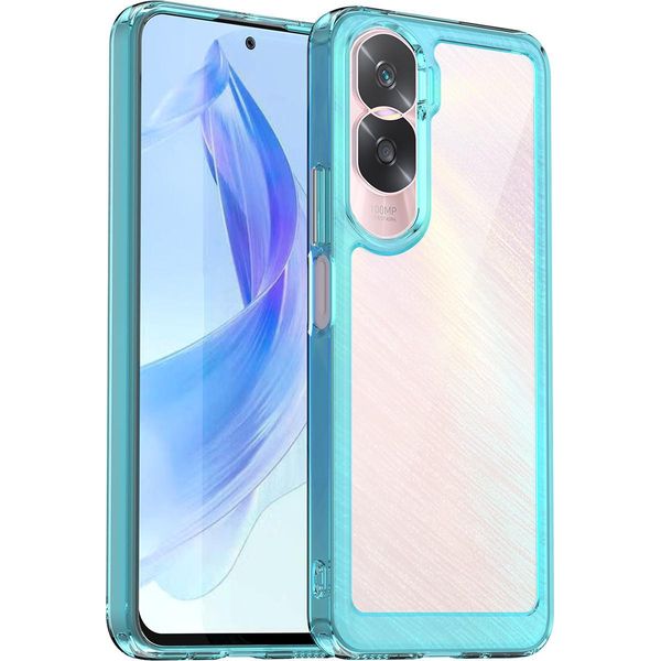 Custodia Per Honor 90 Lite Trasparente, Protettiva In Silicone Tpu Antiurto Azzurro-image