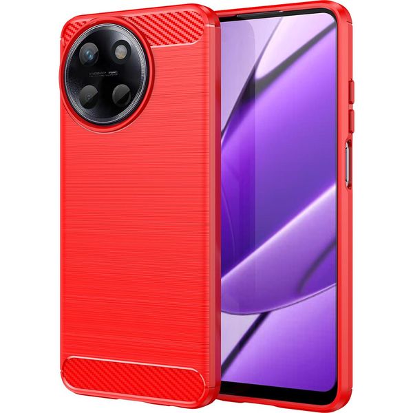 Custodia Per Realme 11 4G In Silicone Tpu Morbido, Fibra Di Carbonio, Custodia Protettiva Antiurto Rossa-image