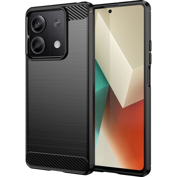 Custodia Per Xiaomi Redmi Note 13 In Silicone Tpu Morbido, Fibra Di Carbonio, Custodia Protettiva Antiurto Nera-image