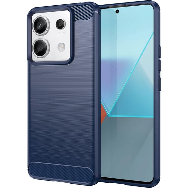 Custodia Per Xiaomi Redmi Note 13 Pro In Silicone Tpu Morbido, Fibra Di Carbonio, Custodia Protettiva Antiurto Blu-image